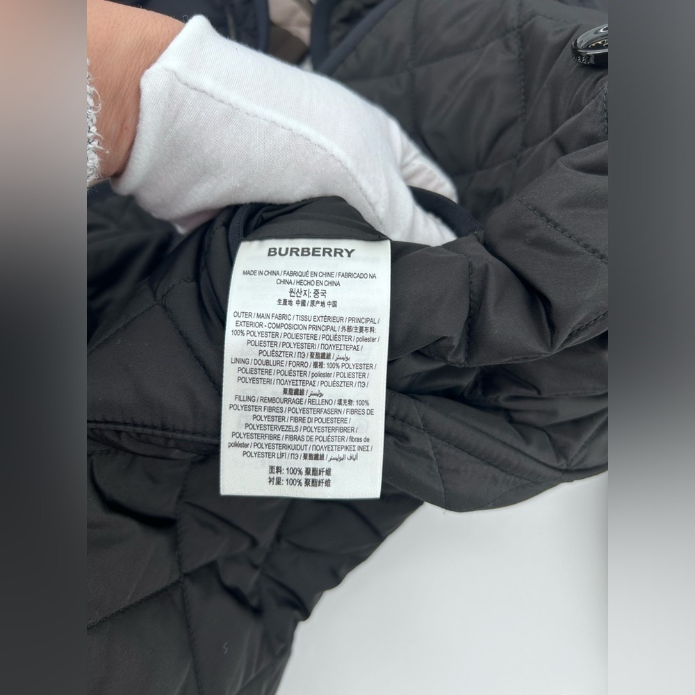 NWT $1350 Burberry Women’s Tything Diamond Quilted Double Coat Black Size M - Picture 9 of 16